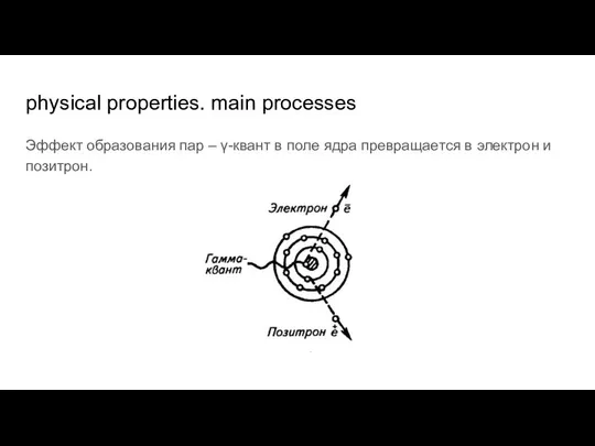 physical properties. main processes Эффект образования пар – γ-квант в поле