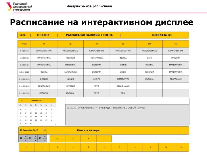 Расписание на интерактивном дисплее Интерактивное расписание