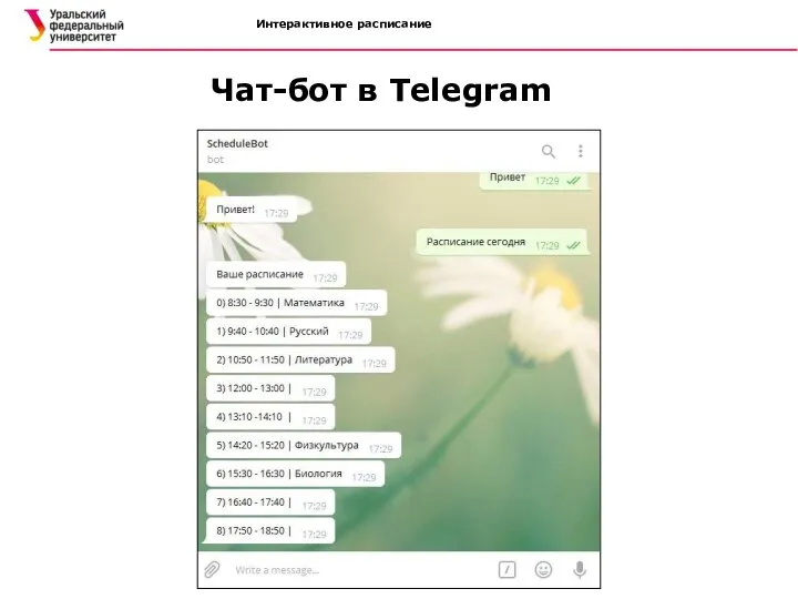 Чат-бот в Telegram Интерактивное расписание
