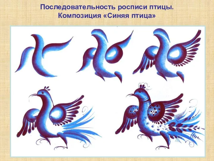 Последовательность росписи птицы. Композиция «Синяя птица»