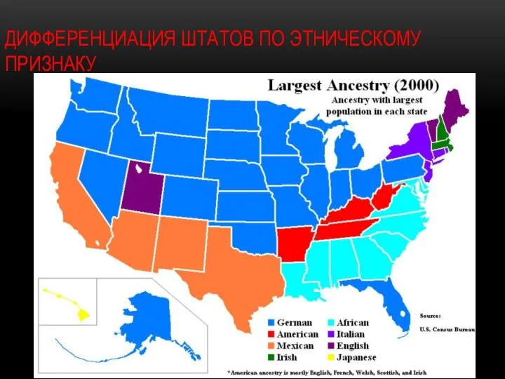 ДИФФЕРЕНЦИАЦИЯ ШТАТОВ ПО ЭТНИЧЕСКОМУ ПРИЗНАКУ