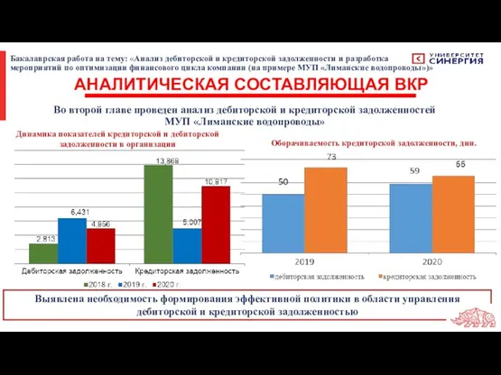 Бакалаврская работа на тему: «Анализ дебиторской и кредиторской задолженности и разработка