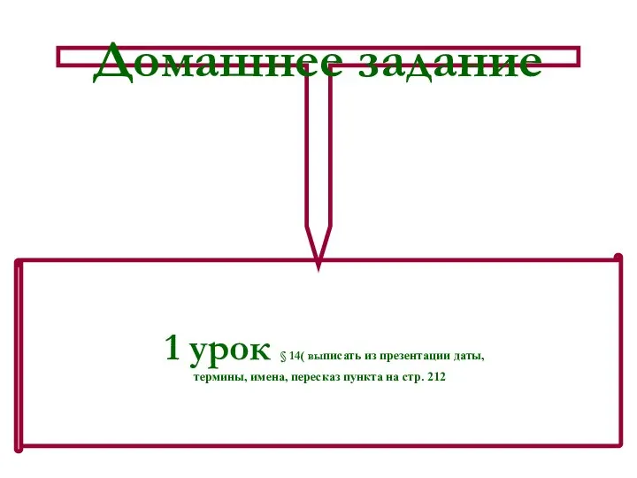 Домашнее задание 1 урок § 14( выписать из презентации даты, термины,