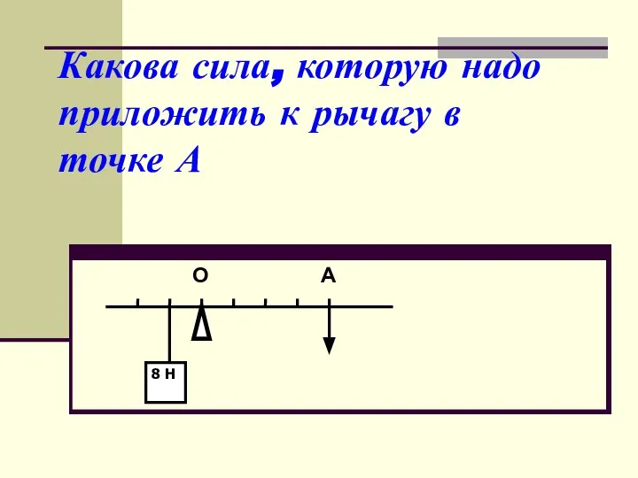 Какова сила, которую надо приложить к рычагу в точке А