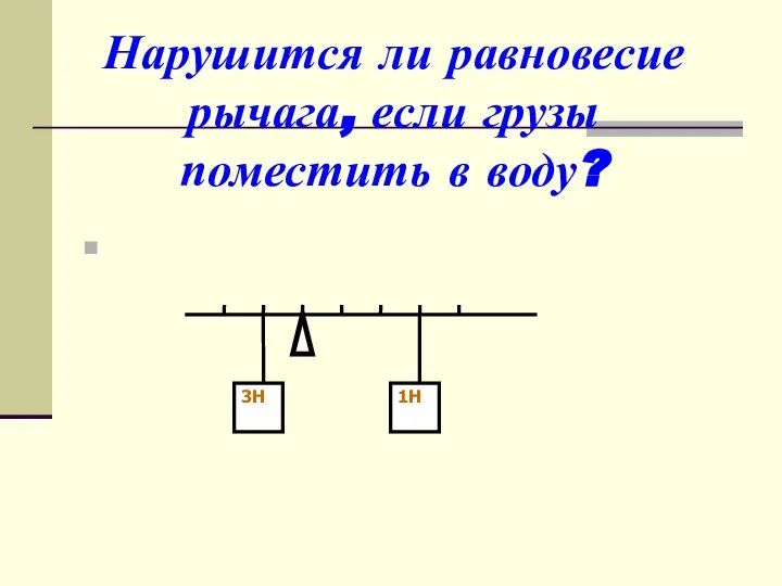 Нарушится ли равновесие рычага, если грузы поместить в воду?