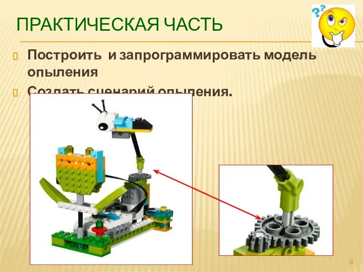 ПРАКТИЧЕСКАЯ ЧАСТЬ Построить и запрограммировать модель опыления Создать сценарий опыления.