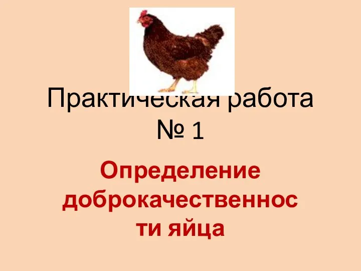 Практическая работа № 1 Определение доброкачественности яйца