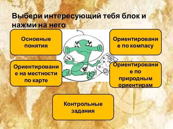 Основные понятия Ориентирование на местности по карте Ориентирование по природным ориентирам