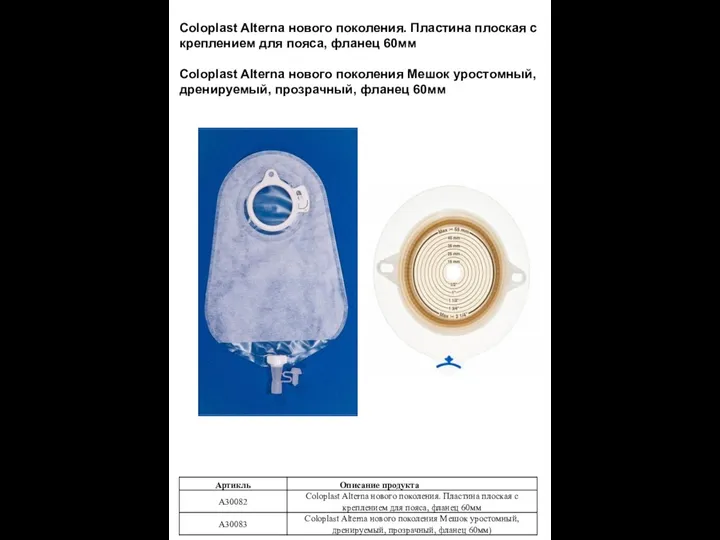 Coloplast Alterna нового поколения. Пластина плоская с креплением для пояса, фланец