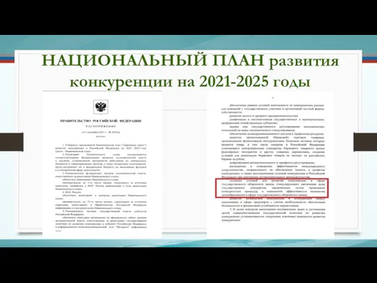 НАЦИОНАЛЬНЫЙ ПЛАН развития конкуренции на 2021-2025 годы