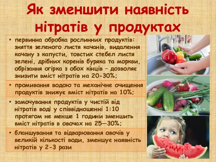 Як зменшити наявність нітратів у продуктах