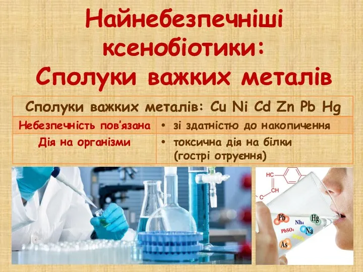 Найнебезпечніші ксенобіотики: Сполуки важких металів