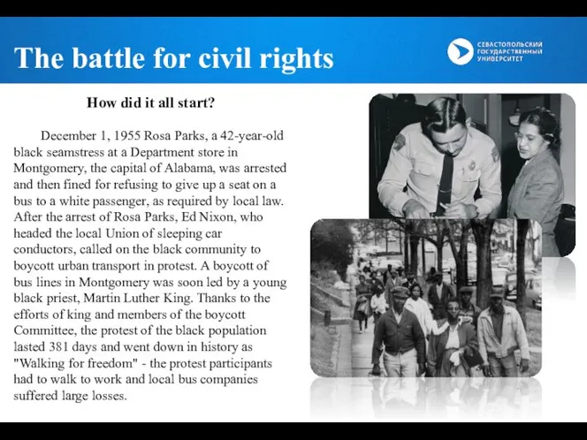 The battle for civil rights How did it all start? December