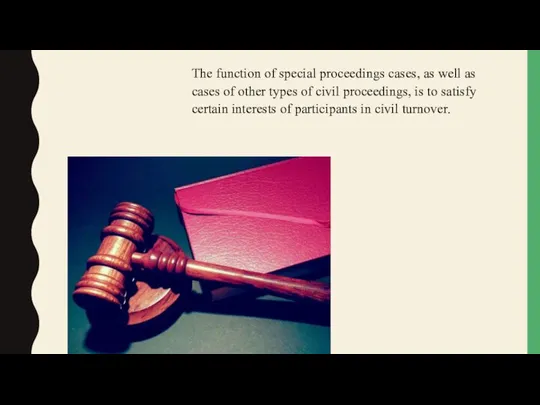 The function of special proceedings cases, as well as cases of