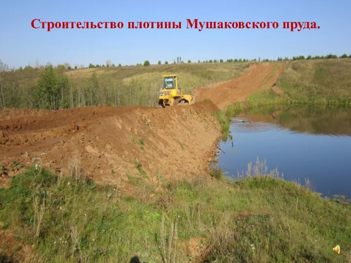 Строительство плотины Мушаковского пруда.