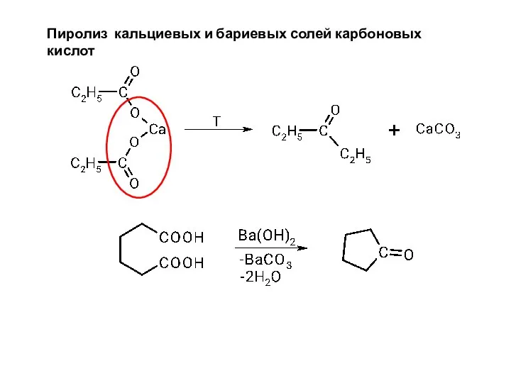 Пиролиз кальциевых и бариевых солей карбоновых кислот