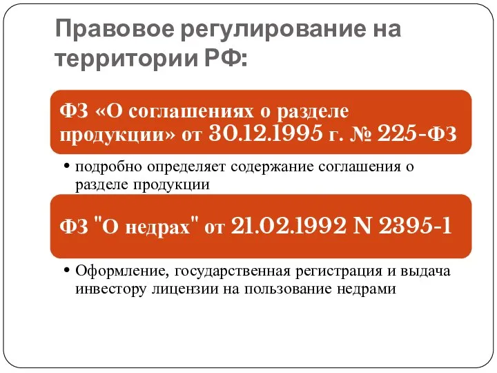 Правовое регулирование на территории РФ: