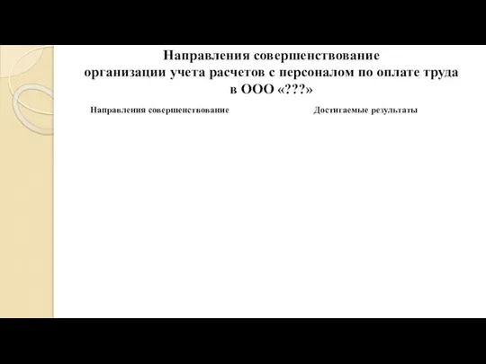 Направления совершенствование организации учета расчетов с персоналом по оплате труда в ООО «???»