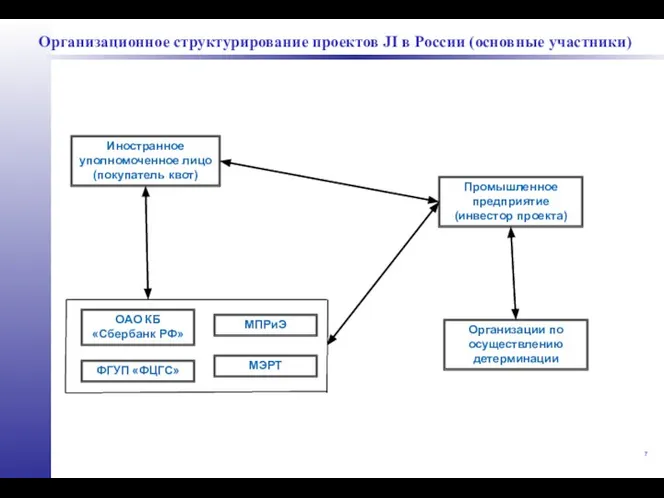 МЭРТ Иностранное уполномоченное лицо (покупатель квот) Организационное структурирование проектов JI в