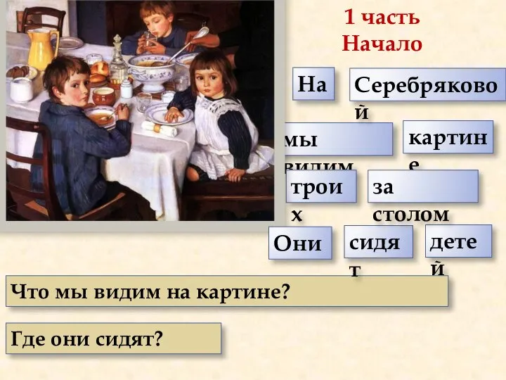 1 часть Начало На картине мы видим троих Серебряковой детей Что