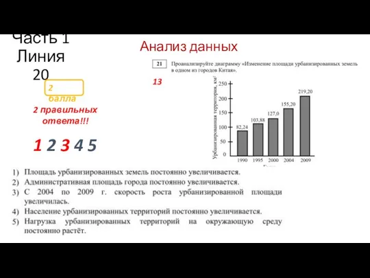 Часть 1 Линия 20 2 балла 2 правильных ответа!!! Анализ данных