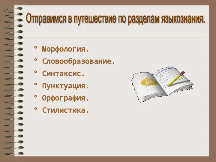 Отправимся в путешествие по разделам языкознания. ° Морфология. ° Словообразование. °