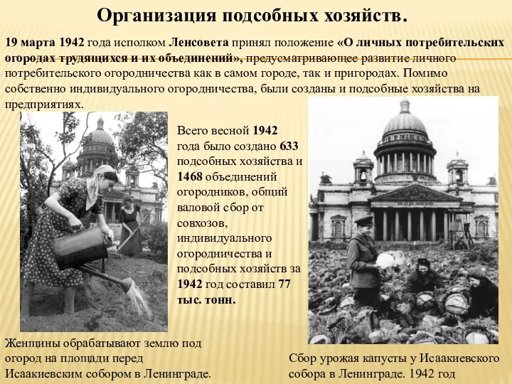 19 марта 1942 года исполком Ленсовета принял положение «О личных потребительских