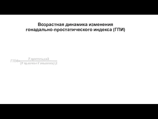 Возрастная динамика изменения гонадально-простатического индекса (ГПИ)