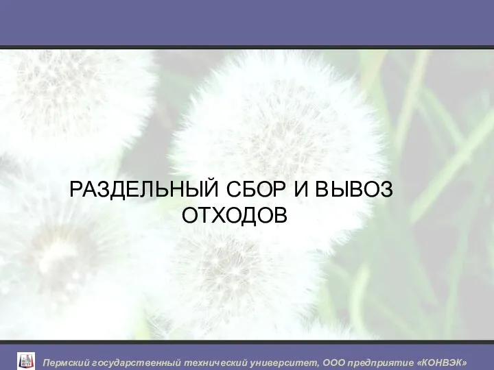 РАЗДЕЛЬНЫЙ СБОР И ВЫВОЗ ОТХОДОВ