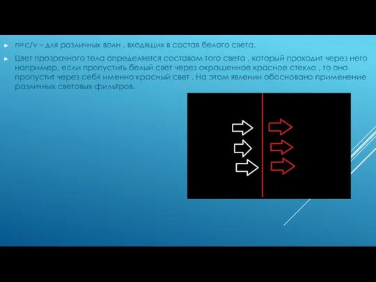 n=c/v – для различных волн , входящих в состав белого света.