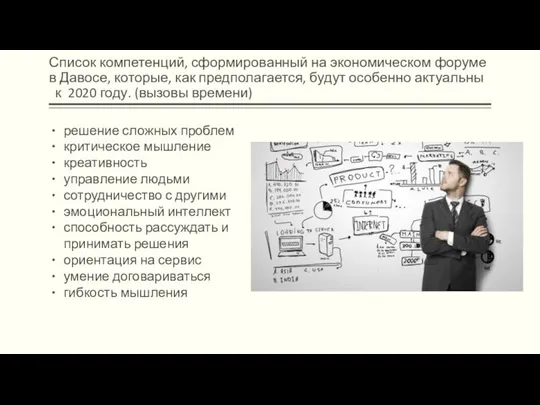 Список компетенций, сформированный на экономическом форуме в Давосе, которые, как предполагается,