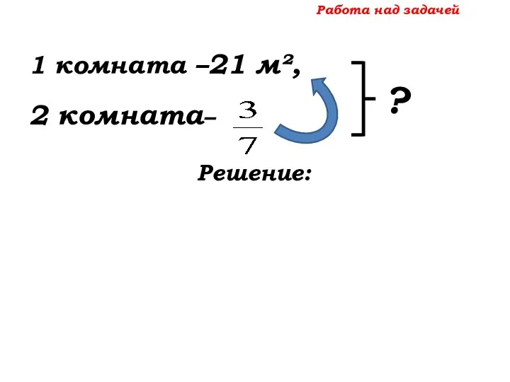 Работа над задачей 1 комната –21 м², 2 комната– Решение: ?