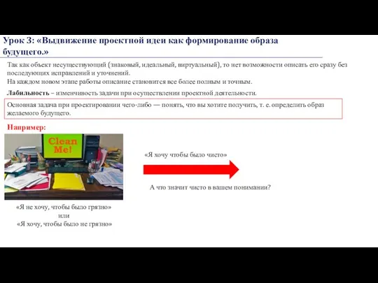 Урок 3: «Выдвижение проектной идеи как формирование образа будущего.» Так как