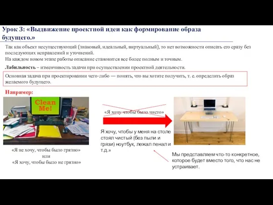 Урок 3: «Выдвижение проектной идеи как формирование образа будущего.» Так как