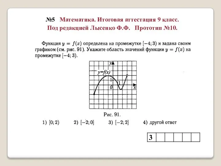 №5 Математика. Итоговая аттестация 9 класс. Под редакцией Лысенко Ф.Ф. Прототип №10.