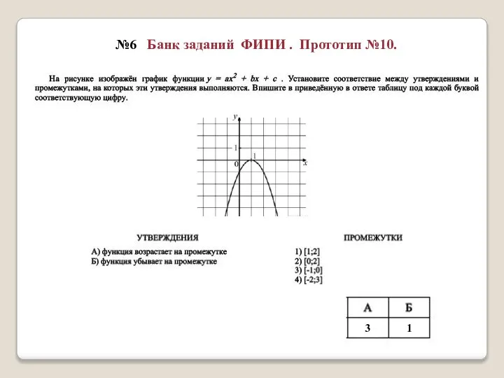 №6 Банк заданий ФИПИ . Прототип №10. 3 1