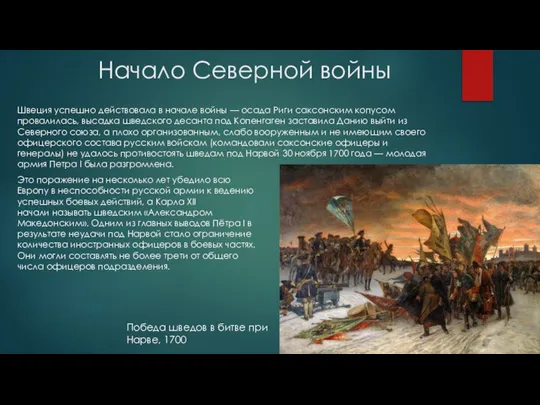 Начало Северной войны Швеция успешно действовала в начале войны — осада