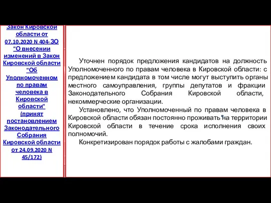 Уточнен порядок предложения кандидатов на должность Уполномоченного по правам человека в