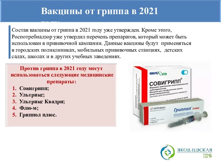 Вакцины от гриппа в 2021 году Состав вакцины от гриппа в