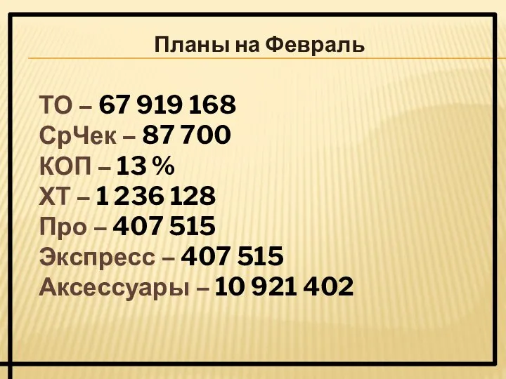 ТО – 67 919 168 СрЧек – 87 700 КОП –