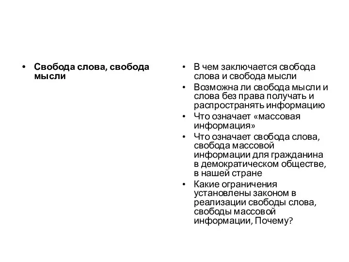 Свобода слова, свобода мысли В чем заключается свобода слова и свобода