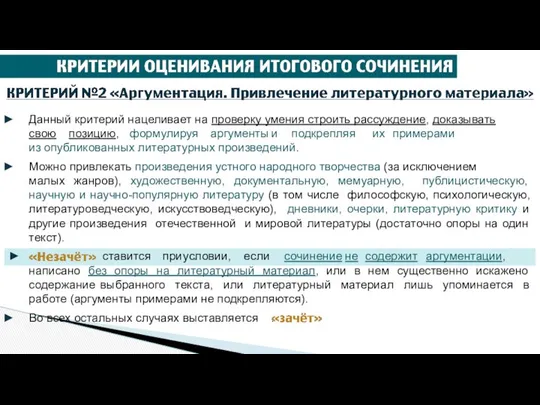 Данный критерий нацеливает на проверку умения строить рассуждение, доказывать свою позицию,