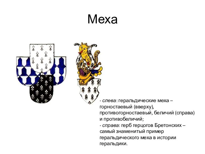 Меха - слева: геральдические меха – горностаевый (вверху), противогорностаевый, беличий (справа)