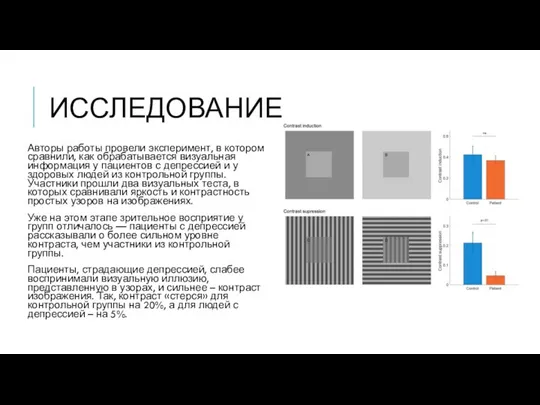 ИССЛЕДОВАНИЕ Авторы работы провели эксперимент, в котором сравнили, как обрабатывается визуальная