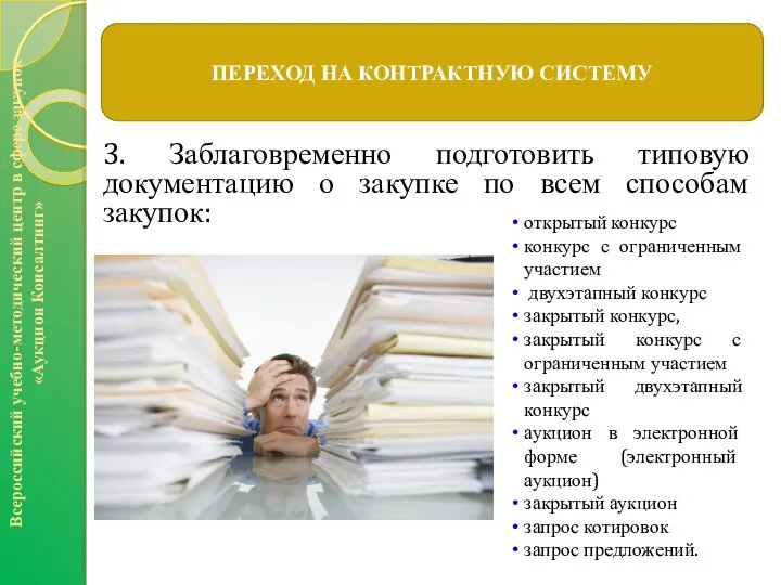 ПЕРЕХОД НА КОНТРАКТНУЮ СИСТЕМУ Всероссийский учебно-методический центр в сфере закупок «Аукцион