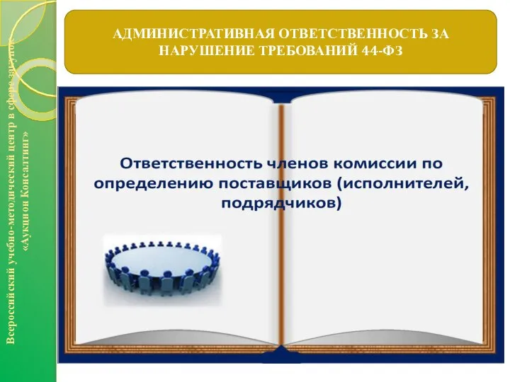 АДМИНИСТРАТИВНАЯ ОТВЕТСТВЕННОСТЬ ЗА НАРУШЕНИЕ ТРЕБОВАНИЙ 44-ФЗ Всероссийский учебно-методический центр в сфере закупок «Аукцион Консалтинг»