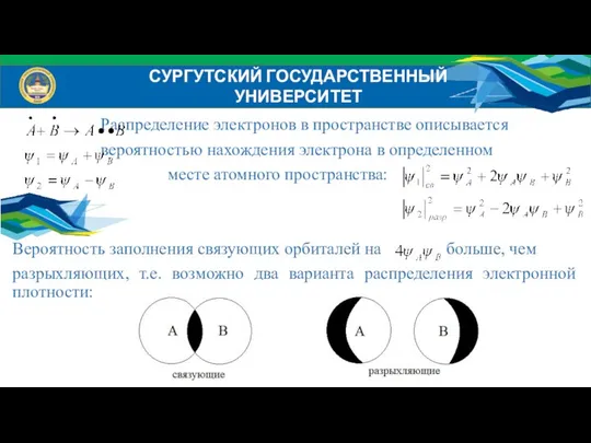 Распределение электронов в пространстве описывается вероятностью нахождения электрона в определенном месте