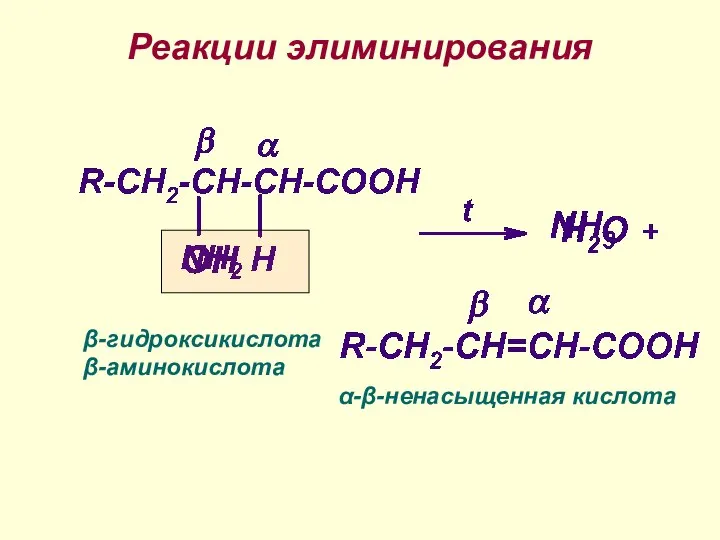 Реакции элиминирования β-гидроксикислота β-аминокислота α-β-ненасыщенная кислота