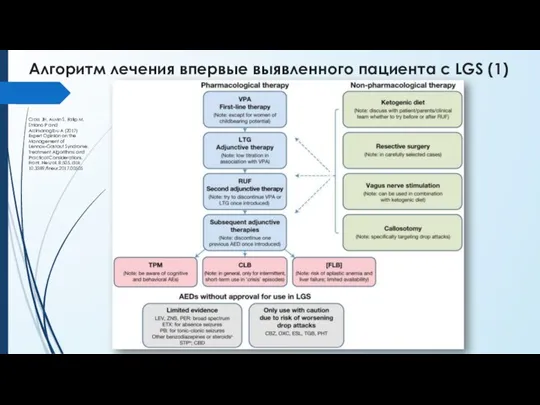 Алгоритм лечения впервые выявленного пациента с LGS (1) Cross JH, Auvin