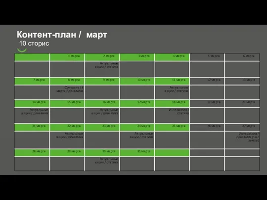 Контент-план / март 10 сторис